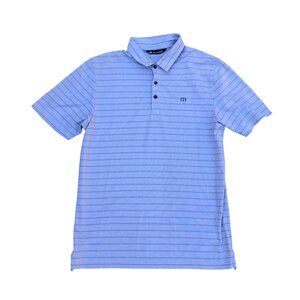 TRAVIS MATHEW Pima Cotton Polo Shirt MEDIUM Men's Striped Golf Collar Top Grey